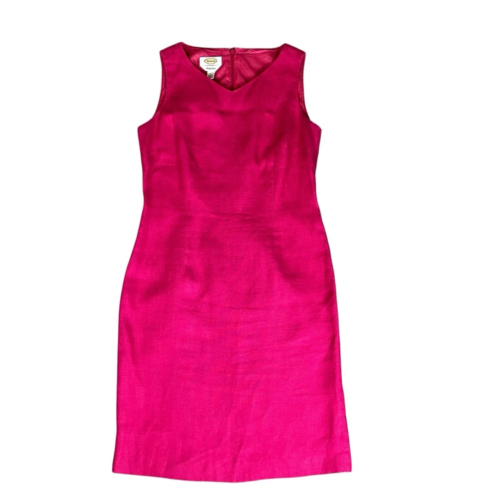 Talbots Irish Linen Sheath Dress Women's 6 Hot Pink Barbiecore V-neck Lined